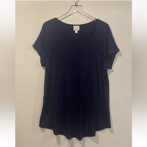 Sunday Blue Short Sleeve‎ Scoop Neck Tunic Top Shirt Womens XL (1054)